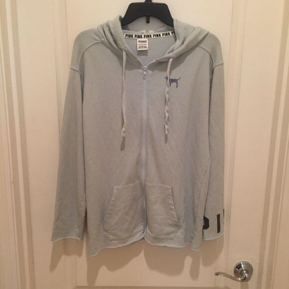 PINK Hooded Zip-up Sweatshirt - Picture 1 of 5